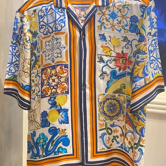 Dolce & Gabbana Mailoica Silk Sport Shirt - Picture 2 of 5
